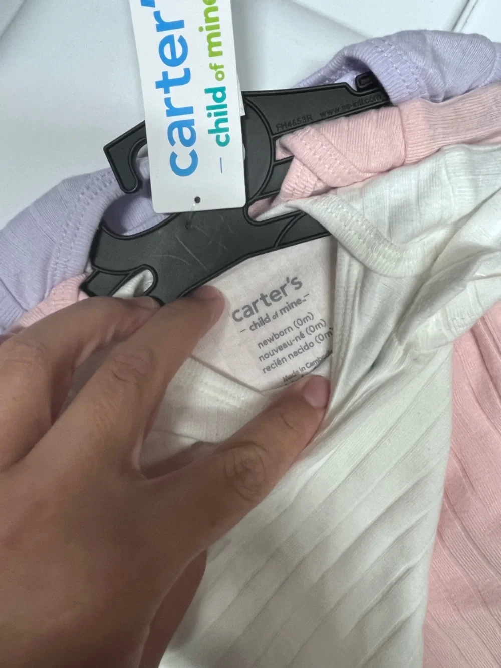 Carter's White Ribbed Baby One-Piece with Pastel Pink & Lavender Set
